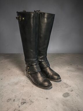 Women Vintage Leather Black Riding Boots By Jessica Simpson Size 7